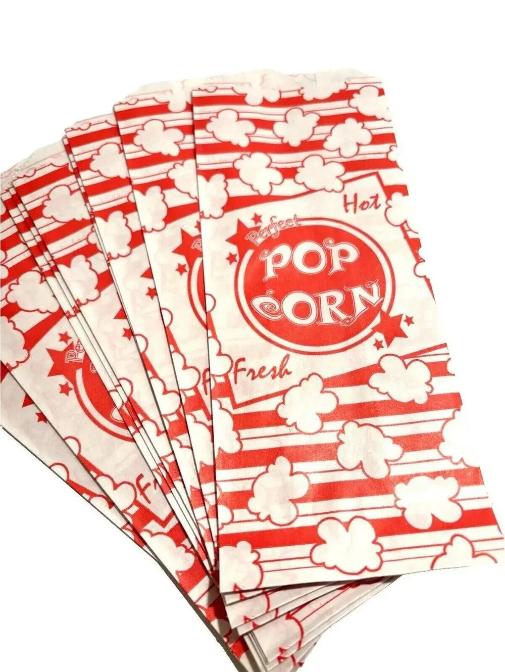 1oz Paper Popcorn Bags Cute Home Movie Theatre Snack Goodie Bags Red White 125pc